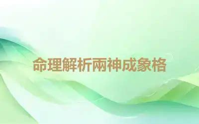 兩神成象格|命理解析兩神成象格